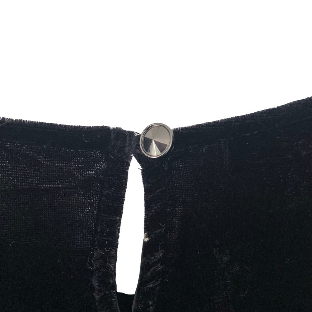 Talbots Women's Black Velour Blouse Top Ruched Short Sleeves Button Back PM NWT - Picture 6 of 14